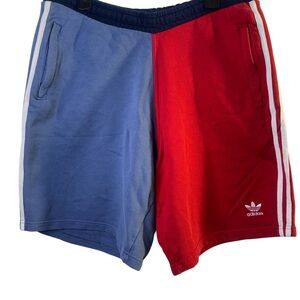 Adidas Men's Two-Tone Red and Blue Athletic Shorts